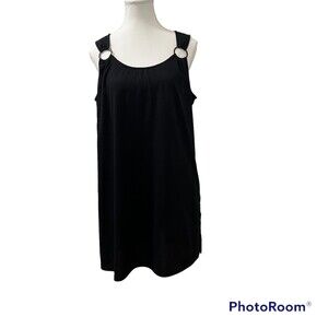 Croft & Barrow Womens Black Sleeveless Ring Strap Tunic Top Cover Up Size Medium